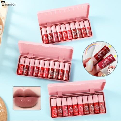 TEAYASON 10PC Lip Oil Moisturizing Lipstick Transparent Glass Lip Balm Nourishing Mirror Lip Honey Plumper Lip Gloss Primer TSLM