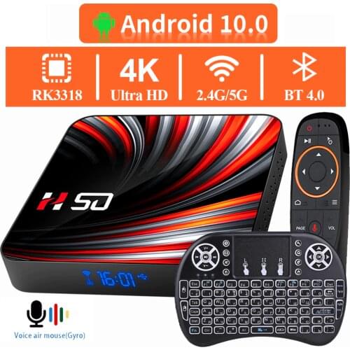 HONGTOP smart tv box android 10 4gb 64gb 2.4&5G Dual-wifi 4K media player voice assistant android tv box bluetooth set top box