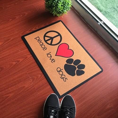 Entrance Doormat Funny and Creative Doormat Peace Love Dogs Door Mat for Indoor Outdoor Floor Mat