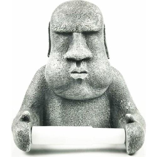 Funny Easter Island Moai Paper Towel Holder Bathroom Wall-mounted Paper Towel Holder Personality Creative Toilet Paper Holder