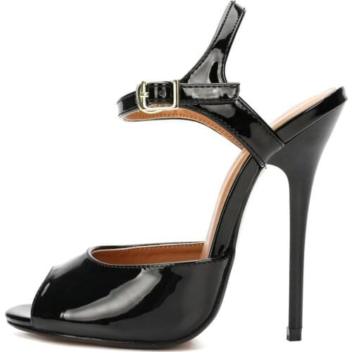 Toe Cleavage stilettos Sandals Summer shoes woman sexy 14cm Metal Thin High-Heeled Crossdresser Buckle Pumps Plus:44 45 46 47 48