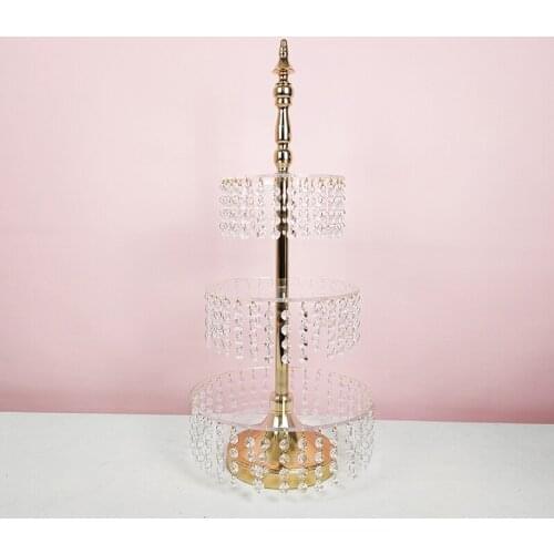1pcs 3 tiers Wedding Party Table Candy Bar Table Decor gold& silver clear surface crystal cake stand cupcake tray