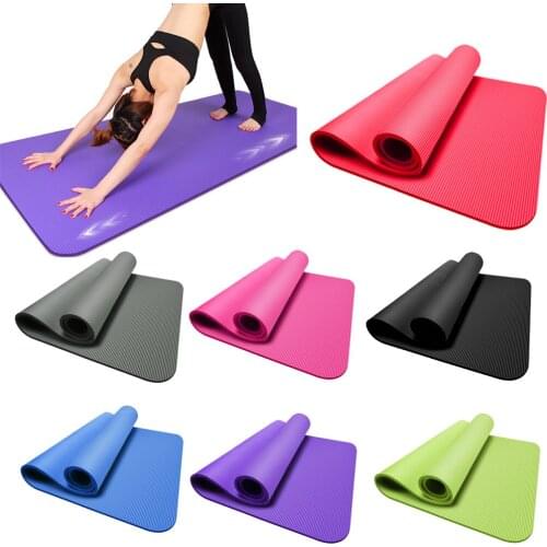 10mm NBR Yoga Pilates Mat Gymnastic Workout Pad Non-Slip Exercise Dancing Cushion Fitness Equipment for Beginner Unisex 183x61cm