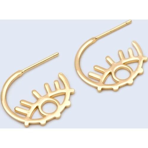 10pcs Gold Eye Post Earrings, Gold Evil Eye Earrings, Jewelry Making, Jewelry Supplies (#GB-1726)