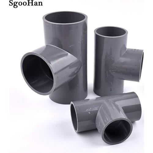 2~20pcs 20~63mm Grey PVC Pipe Tee Connector Home Garden Irrigation Aquarium Fish Tank Tube Watering Adapter Fittings 3-Way Joint