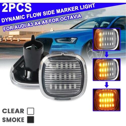 2x Turn Signal Day Light Panel Lamp 12V Flowing LED Side Marker Lights Dynamic Side Repeater Lamp for AUDI A3 A4 A8 for Octavia