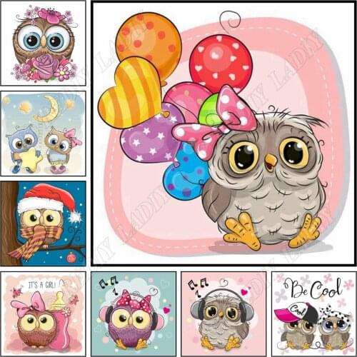 5D Diamond Painting Cross Stitch Cartoon Owls Diamond Embroidery Full Square / Round Rhinestones Pattern Home Decoration Crafts