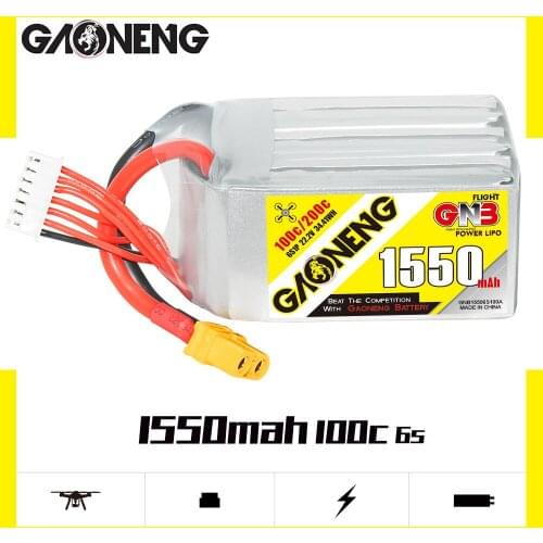 Newest Gaoneng GNB 1550mAh 22.2V 100C/200C 6S Lipo Battery with XT60 Plug for FPV Racing Drone RC Quadcopter Helicopter Car