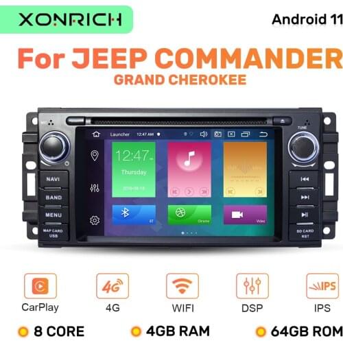 1 Din Android 10Car DVD Player For Jeep Grand Cherokee Chrysler 300C Compass Patriot Dodge SebringGPS Navigation Radio Stereo4GB