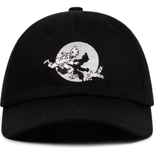 100% Cotton TinTin Dad hat Embroidered Baseball Cap Custom Les Aventures de Tintin et Milou Adjustable Aventures de Tintin
