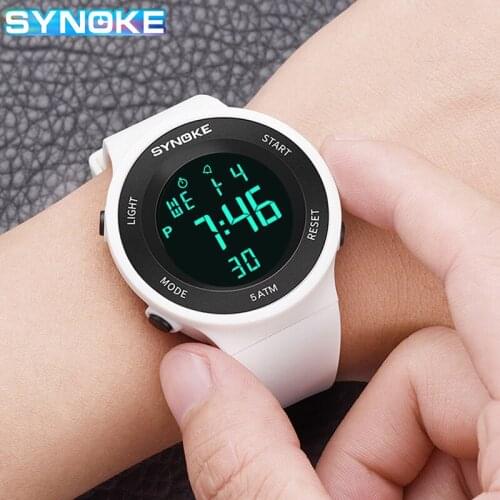 SYNOKE Fashion Sports Men Digital Watches Waterproof Women Digital Wristwatch Date Week Display LED Electronic G Running Watches