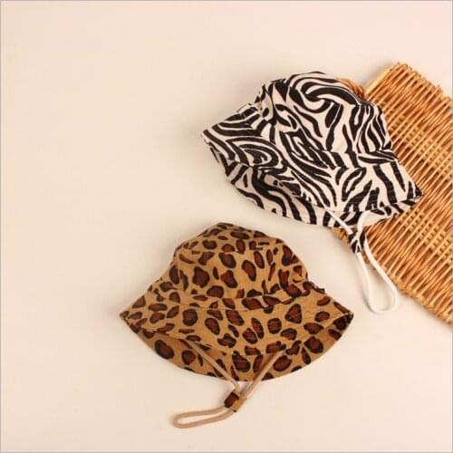 Pudcoco Leopard Zebra Print Childrens flat-top Fisherman Hat Fashion Baby Kid Big Basin Hat 2-8Years Old