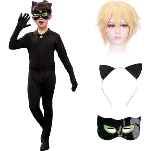 Halloween Kids Black Cat With Mask Cosplay Costume Birthday Party Happy Full Sets Spandex Redbug Suits Easter Dress