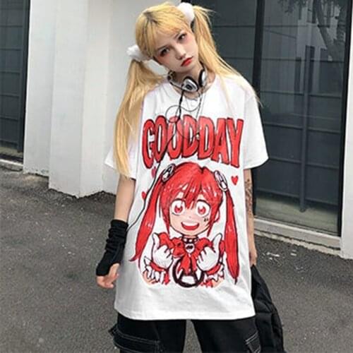 Kawaii Short Sleeve Anime T Shirt HipHop Summer Women Streetwear Tops clothes vintage Printing Harajuk goth Females tshirts