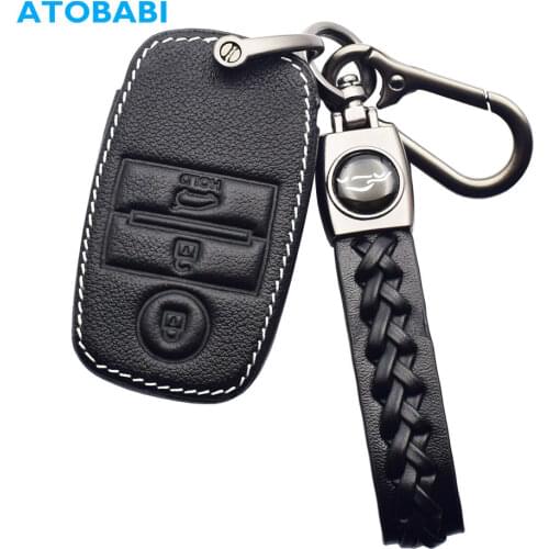Leather Car Key Case 3B Smart Remote Control Protect Cover For Kia Sorento Sportage Optima Soul Rio Cerato Niro Carnival Picanto