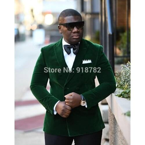 Handsome Groomsmen Velvet Groom Tuxedos Mens Wedding Dress Man Jacket Blazer Prom Dinner (Jacket+Pants+Tie) A10