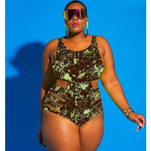 Plus Size Bathing Suit Women Sexy One Piece Swimsuit Bandage Swimwear Cut Out Monokini Strings Large Size Swimsuit 2020 Dropship