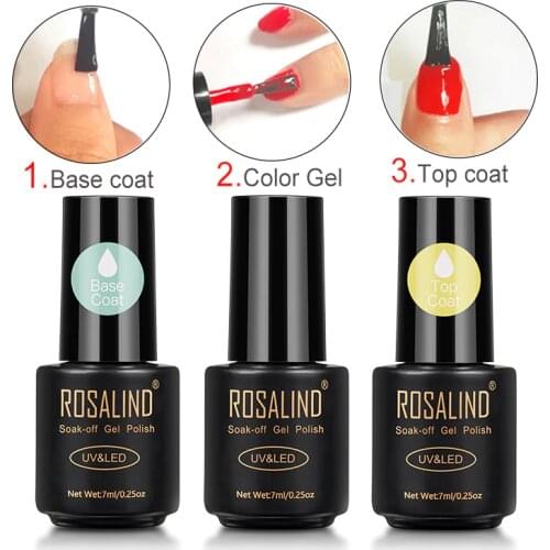 ROSALIND Matt Top Coat For Nails Gel Polish hybrid Varnishe Semi Permanent Coat Base and Top for Gel Polish UV For Manicure 7ML