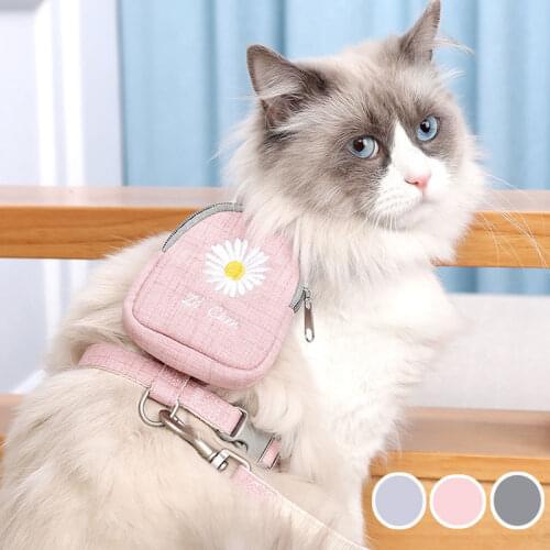 Cute Chrysanthemum Pattern Cat Leash Ins Plain Backpack Type Traction Rope for Small Cats Lovely Puppy Accessories Dropshipping