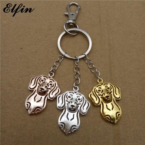 Elfin Trendy Dachshund Key Chains Gold Color Silver Color Animal Pet Jewellery Fashion Dog Key Rings For Women Men
