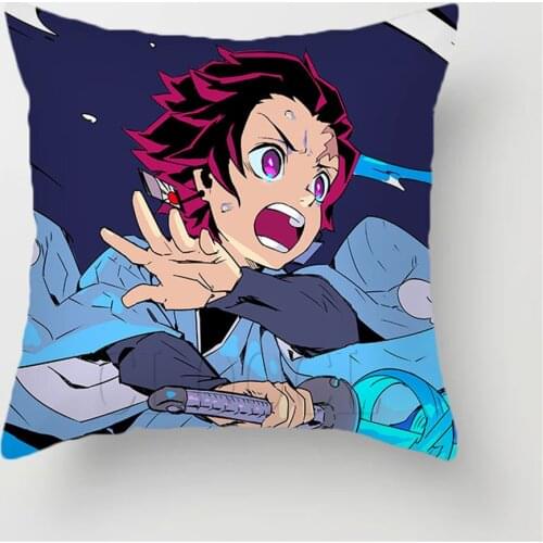 Cartoon Anime Demon Slayer Pillow Case for Home Decorative Sofa Car Office Travel Kimetsu No Yaiba Printed Throw Pillowcase