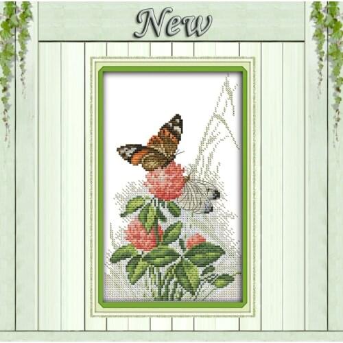 Butterflies over flowers diy painting counted print on canvas DMC 14CT 11CT chinese Cross Stitch Needlework Sets Embroidery kits