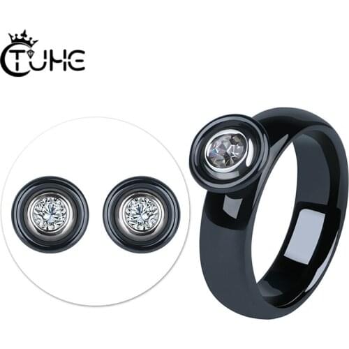 New Engagement Wedding Ceramic Jewelry Sets for Women A+++ Cubic Zirconia Earrings Rings Woman Jewelry Sets bransoletki damskie