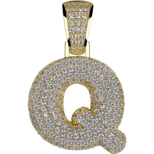 OMYFUN DIY Bubble Letters A-Z Custom Bubble Letters Necklaces & Pendant Charm For Men Women Gold Silver Color Hip Hop Jewelry