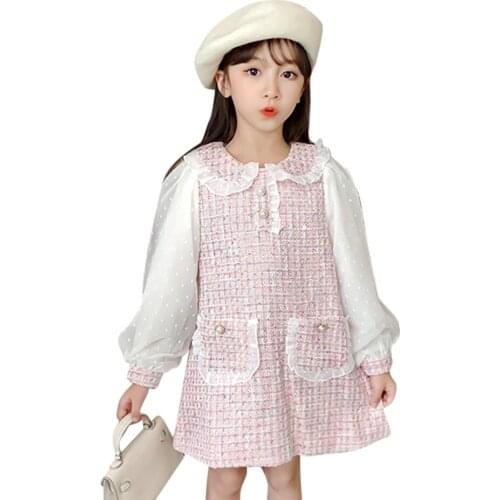 Teenage Girls Dress Plaid Pattern Dress Girls Spring Autumn Kids Dresses Casual Style Clothes Girl 6 8 10 12 14