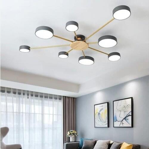 Modern Pendant Lights Multiple Heads With LED Bulbs For Living Dining Room Bedroom Wood Vintage Suspension Hanging Lamps