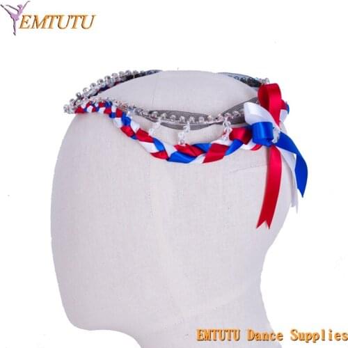 Professional Ballet Headpiece Flames of Paris Ballet Stage Tiara Crown White Red Blue Ballet Headdress Custom Made