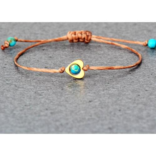 Simple Wrap Bracelets Femme Stones Heart Shape String Small Beads Yoga Friendship Bracelet Bangle Bohemian Jewellery Wholesale