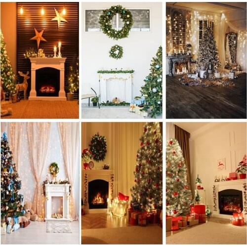SHUOZHIKE Christmas Indoor Theme Photography Background Christmas tree Fireplace Children For Photo Backdrops 21712 YXSD-13