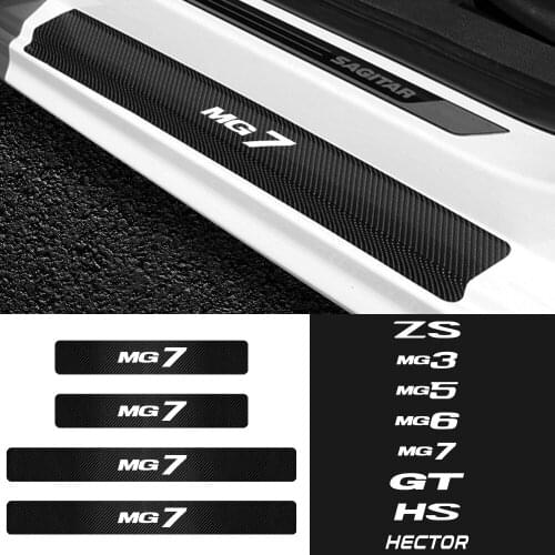 Car Styling 4pcs Carbon fiber door threshold sticker Decals decoration For Morris Garages ZS MG 3 MG 5 MG 6 MG 7 GT HS HECTOR