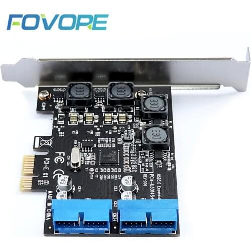 Super Speed PCIe to 2 Port 19Pin USB 3.0 Riser Card PCI-e to Dual Internal 20Pin PCI Express Card Converter Adapter for Computer