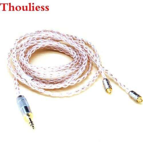 Thouliess1.2 Meter 5N Copper Silver Mix 2.5m TRRS/3.5mm/4.4mm Balanced 8 Core MMCX Headphone Upgrade Cable for SE215 SE846 SE535