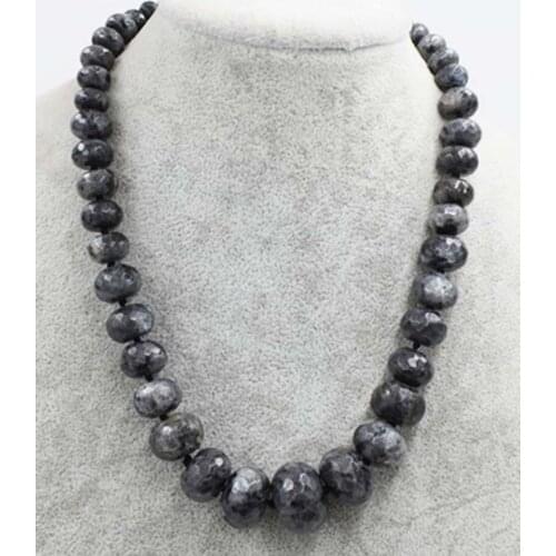 Wow! labradorite roundel faceted 8-20mm black nature 18inch necklace beads FPPJ wholesale