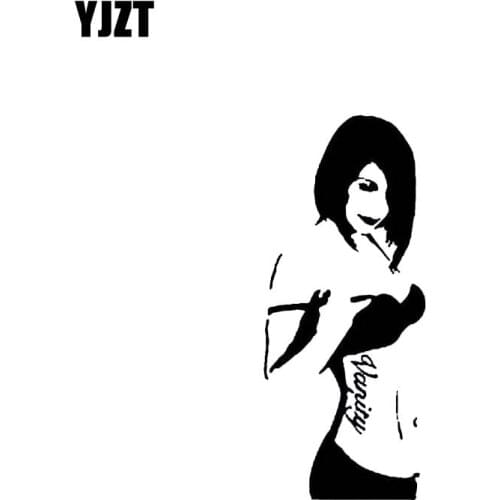 YJZT 5.5*12.8CM Sexy Beautiful Interesting Girl Covering The Body Popular Style Black/Silver Vinyl Decal Car Sticker C20-0432