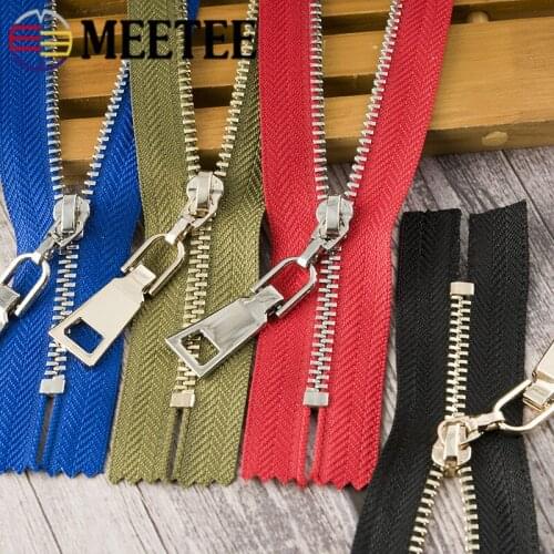 2pcs Auto Lock 3# Close-end Zips 20cm 30cm Gold Silver Teeth Metal Zippers Closure for Sewing Bag Skirt DIY Clothing Accessories