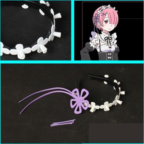 Rem Ram Cosplay Headwear Hairclip Hairband Re:Zero kara Hajimeru Isekai Seikatsu Cosplay Accessories Halloween Props