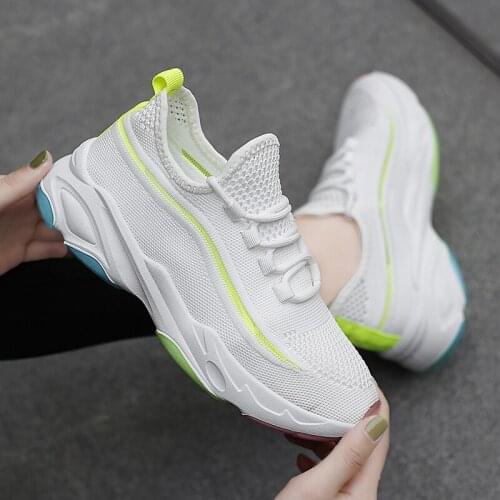 Women Shoes 2021 Breathable Platform Sneakers Mesh Casual Sports Shoes Female Fashion Lace Up High Leisure Women Female Shoes