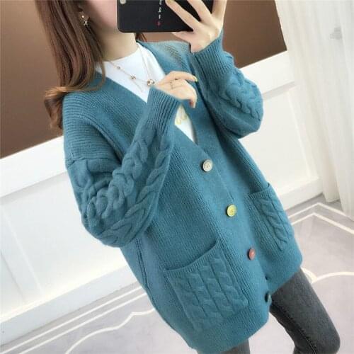 2021 Spring and Autumn Woman Casual Sweater Cardigan Jackets Female Loose Fashionable Sweater Ladies Open Stitch Coats H218