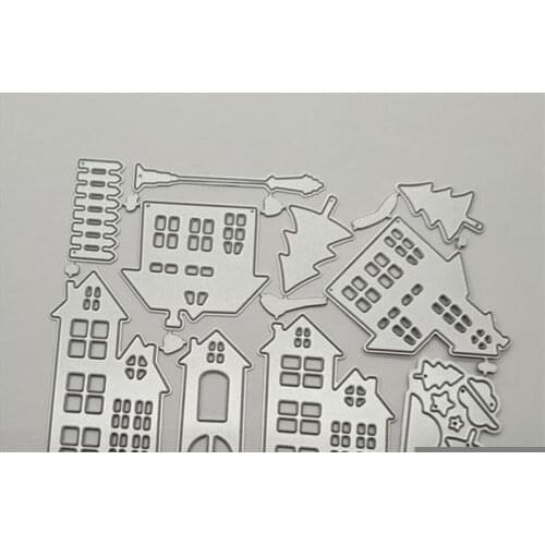 1Pcs City Building Shape Decor Greeting Card Metal Cutting Dies Stencil DIY Scrapbooking Paper Photo Album Craft Template Dies