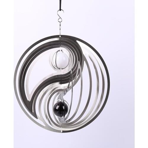 12 inch wind spinner Double Glass Ball (BLACK & WHITE (5CM) made from 1mm stainess steel sheet with high quality