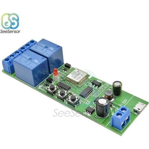 DC 5V 7-32V 2 Channel Wireless WiFi Relay Module Relay Switch Inching/Self-locking/Interlock For Smart Home Remote Control