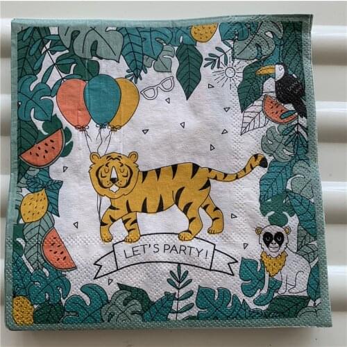 20 cute napkins paper tissue servilletas decoupage print animals pattern tiger wedding kids birthday party cocktail home decor