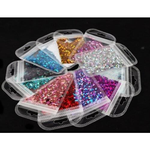 3 Packs Butterfly Shape Nail Flake Glitter Powder Holographic Laser Sequins Nail Art Accessories For Manicure Design Decoration