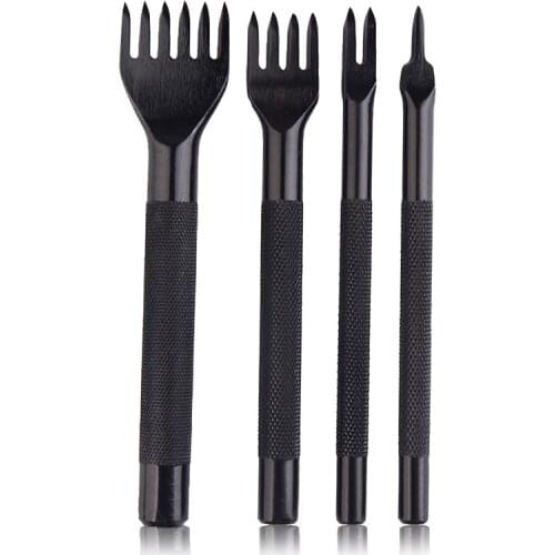 8 style 3mm 4mm Silver Black Gold Retor 4Pcs Hole Leather Tool Punches Stitching Punch Tool Prong Leather Craft Tools