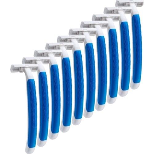 50 Pcs Razor Blades Disposable Stainless Steel Shavers High End Twin Blade Razors w/ Non-slip Handle for Men and Women 20CC