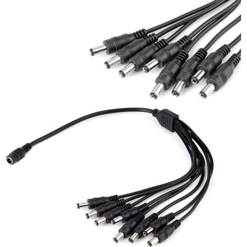 8 Channel Power Cable Splitter For Secuirty System Camera DC 1 Female to 8 Male